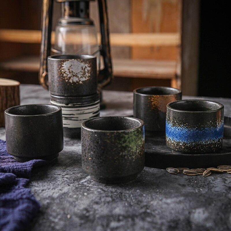 Taza de té japonesa LUWU, taza de agua, gres cerámico Kungfu pintado a mano, recipientes para beber té 200ml