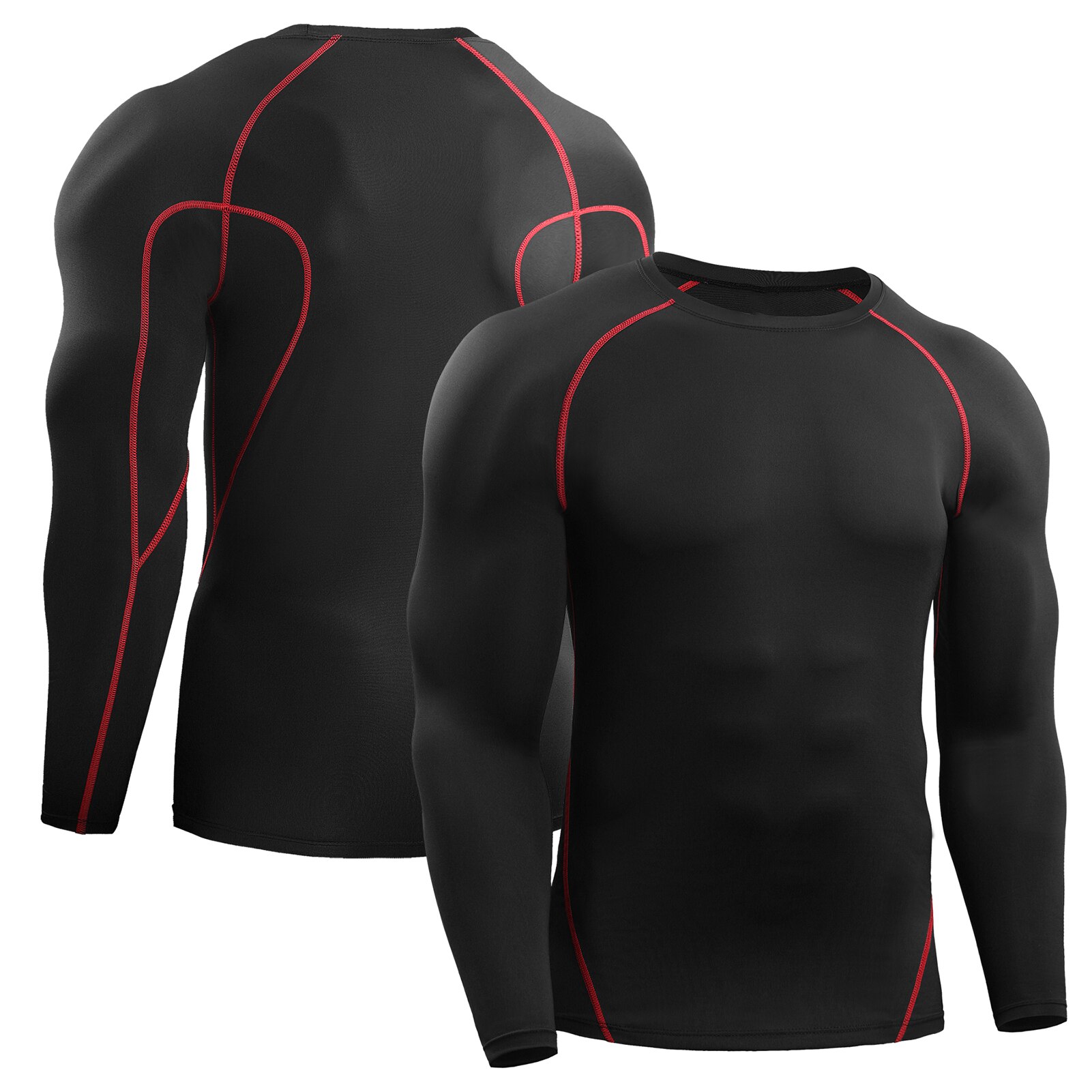 3PCS Men Compression Shirts Elastic Quick Dry Base Layer O-Neck Long Sleeve Sport T-Shirt Tops Workout Fitness sportshirt XXXL