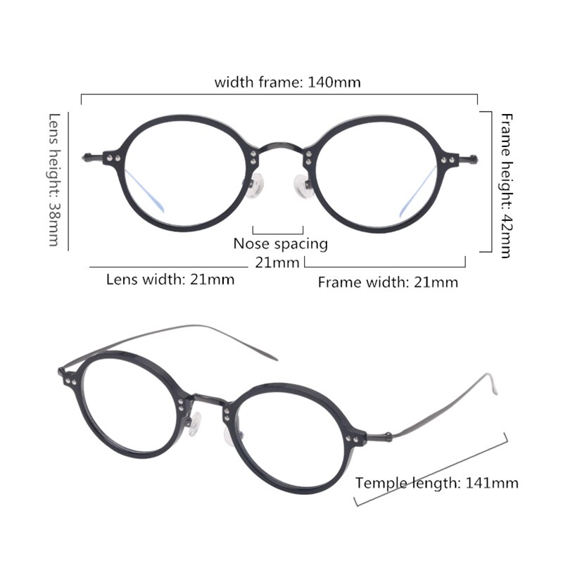 Ultralight Titanium Round Eyewear Transparent Acetate Prescription Eyeglasses Women Vintage Myopia Optical Glasses Frame Men