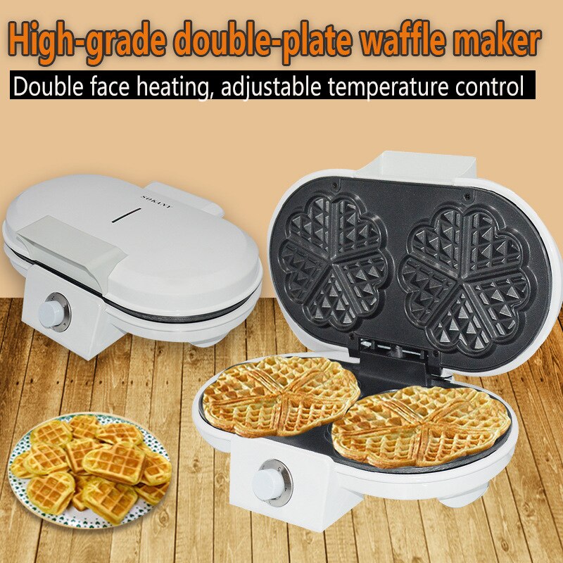 Dubbele Plaat Multifunctionele Huishoudelijke Roestvrijstalen Muffin Maker Wafelijzer Passen Temperatuurregeling