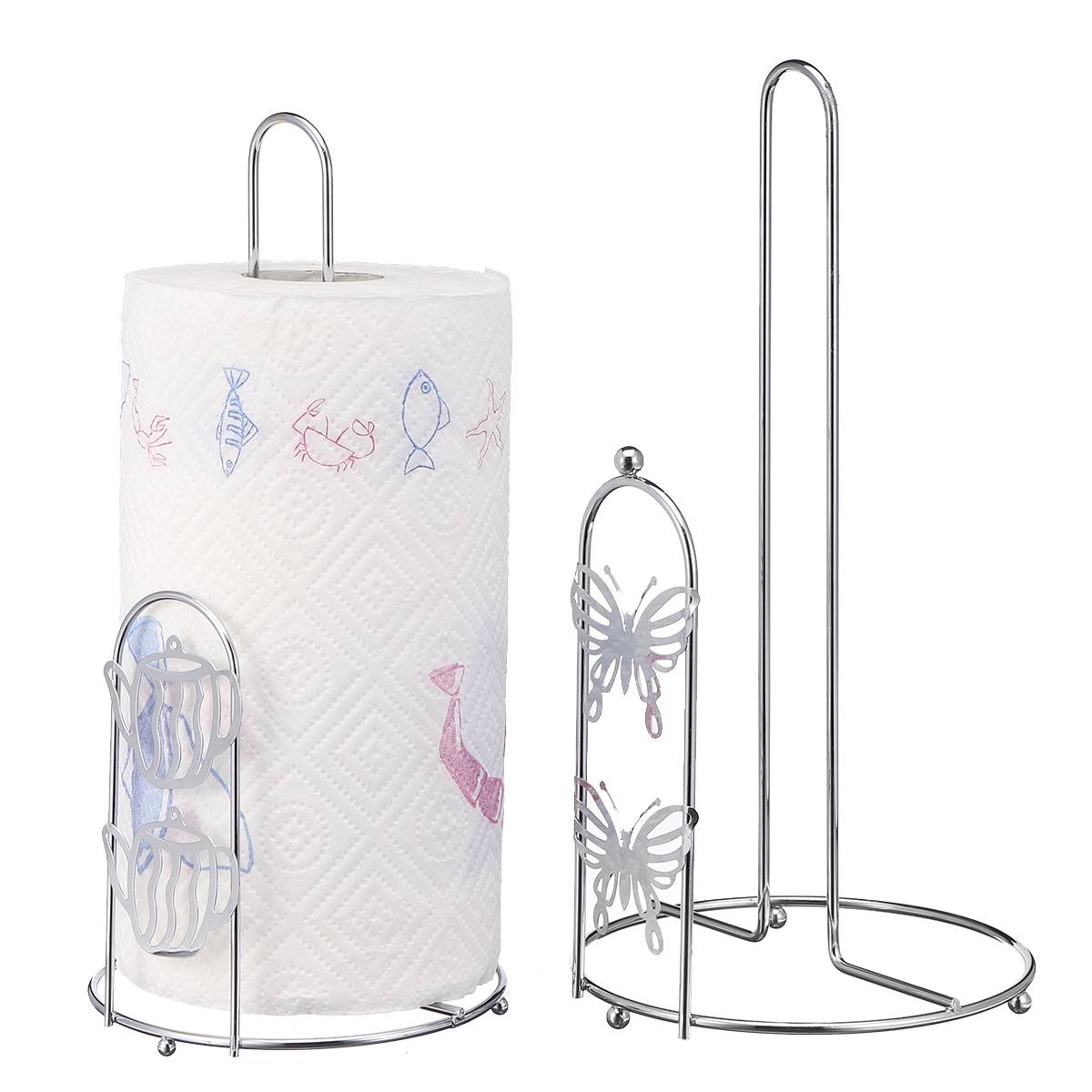 Standing Kitchen Roll Paper Towel Holder Rack Organizer Stainless Steel Storage Shelf Kitchen Bathroom Hardware Paper Holders