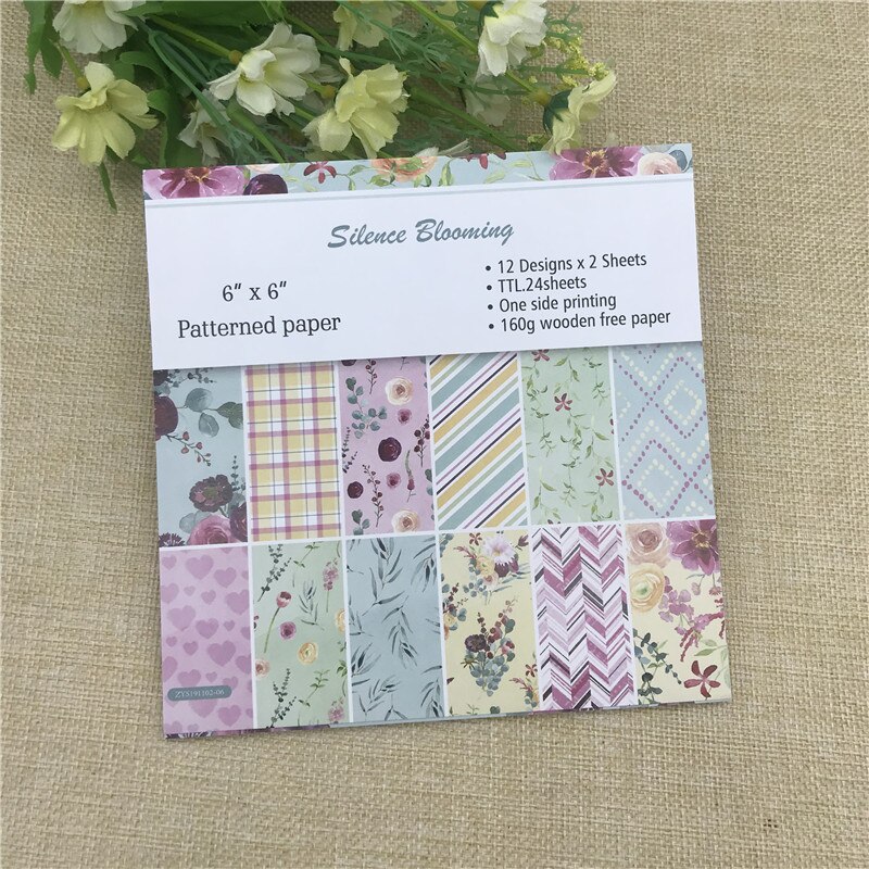 24 sheets 6"X6"PrintedSilence Blooming Pattern Scrapbooking paper pack handmade craft paper craft Background pad