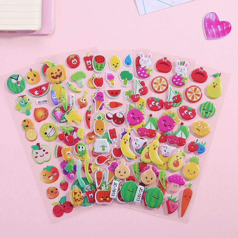 1 Sheets 3D Cartoon Stickers Bubble PVC Wall Stickers For Kids Notebook Sticker Label Room Decoration