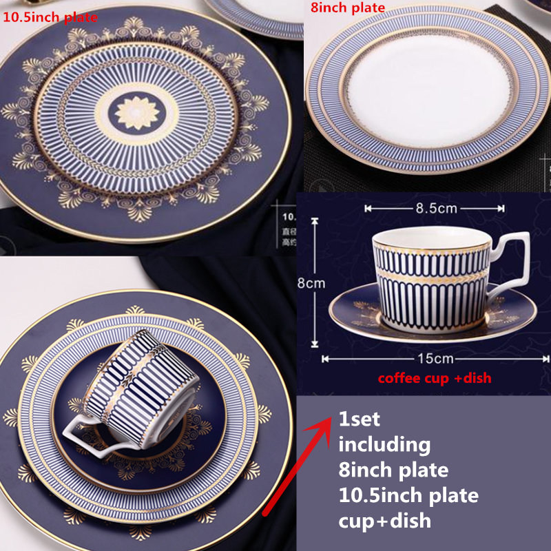 Blue Color Dinner Plates Ceramic Dessert Plates Bone China Dinnerware Plates Dinnerware Set