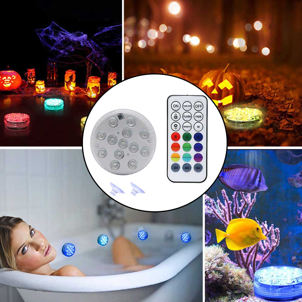 Farbwechsel LED Schwimmbad Licht Hochzeit IP66 Wasserdichte Teich Dekoration Party Fernbedienung Tauch Batterie Betrieben Magneten: IR21 7CM