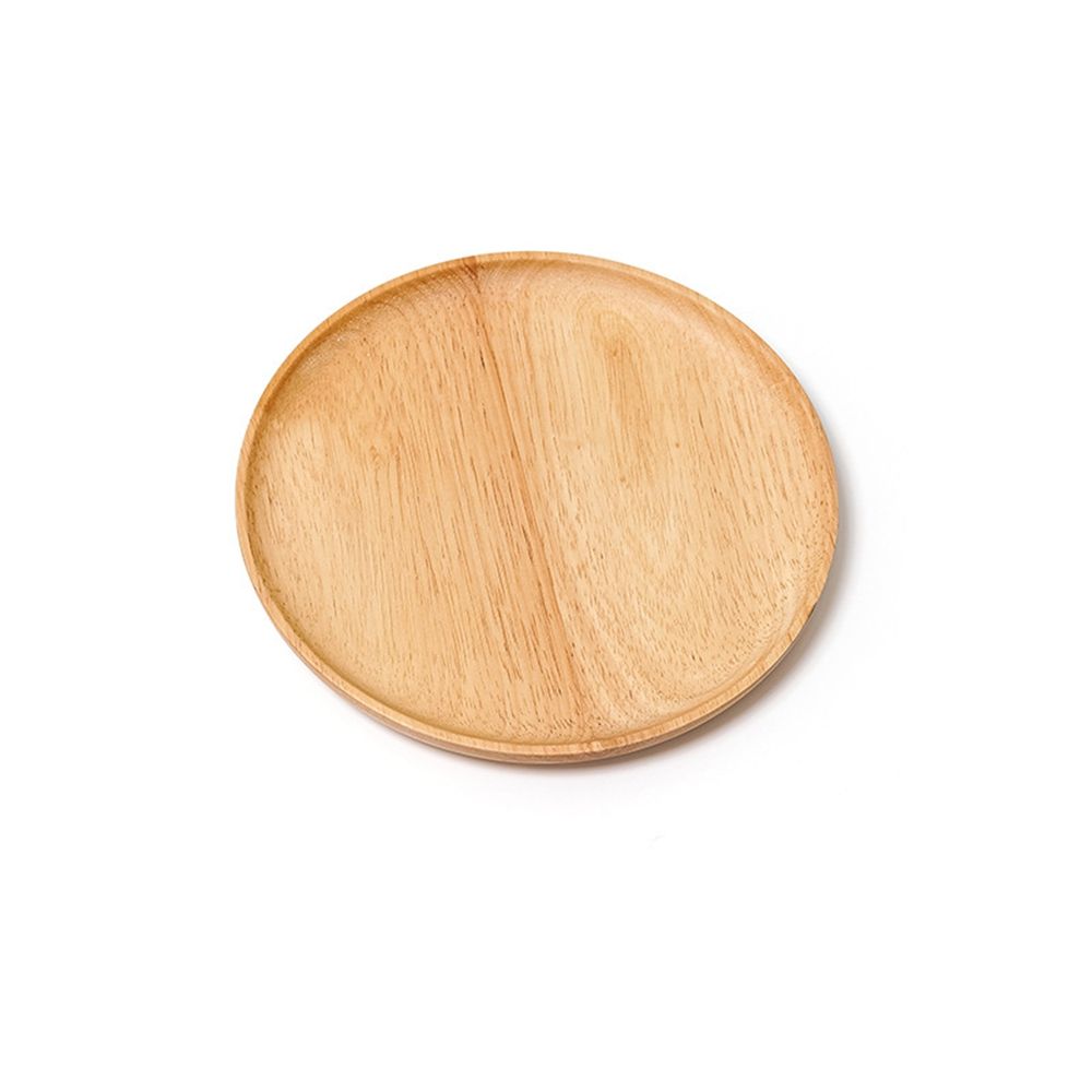 Japanese Simple Log Anti-fall Tray Wooden Dinner Plate Round Wooden Fruit Plate: 20cm
