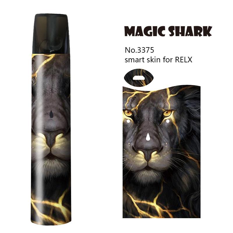 Magic Shark Miltary Panda UK Flag Tiger Lip Lion Ultra Thin PVC 2.5D Vape Sticker for Relx Film Case for Relx: 3375