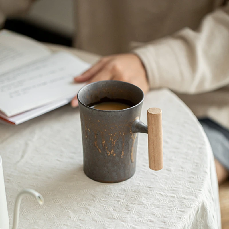Japanischen Jahrgang Grobe Keramik Kaffee Tasse retro Becher Keramik Tee Tassen Rost Glasur Wasser Becher Hause Büro Getränk