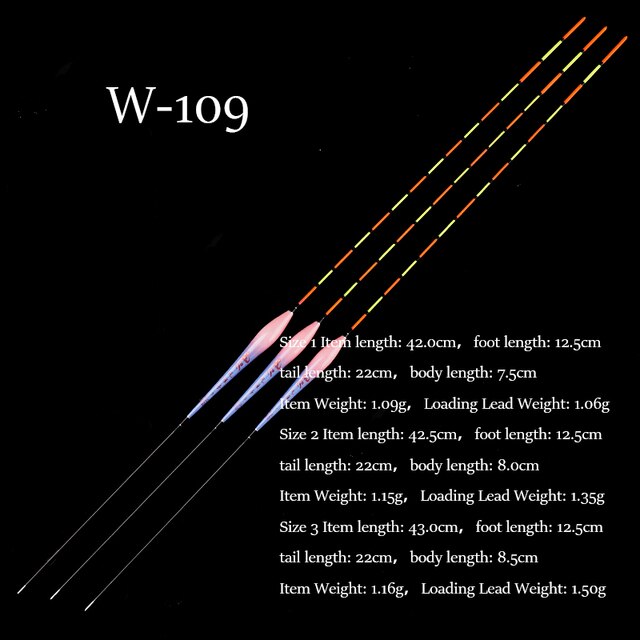 3 st/parti fiskeflöten 1-3#  flöten i komposit nanoplast för fiske med bobbers för sötvattensfiske: W -109