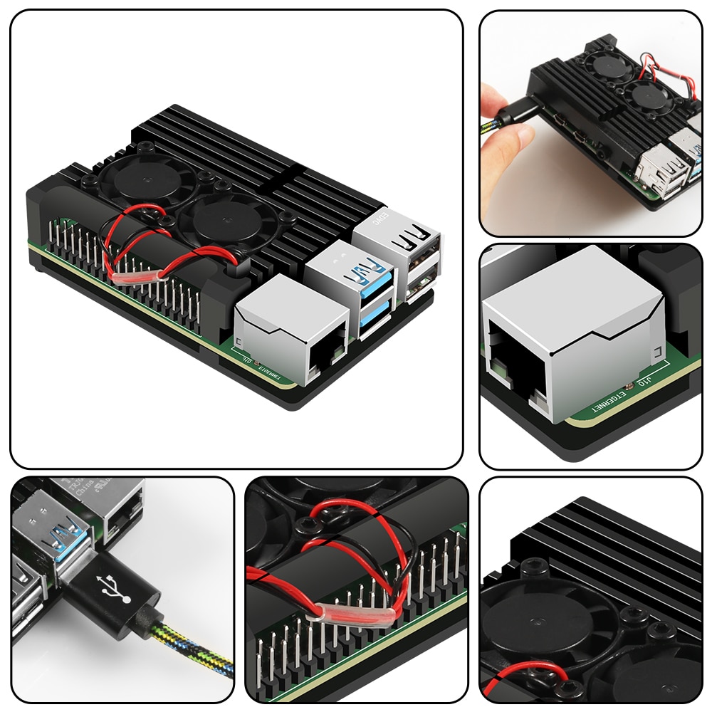 Raspberry Pi 4 4B Metal Case Raspberry Pi Case met Dual Koelventilator Aluminium Bescherming Gevallen voor RPI 4 /4B