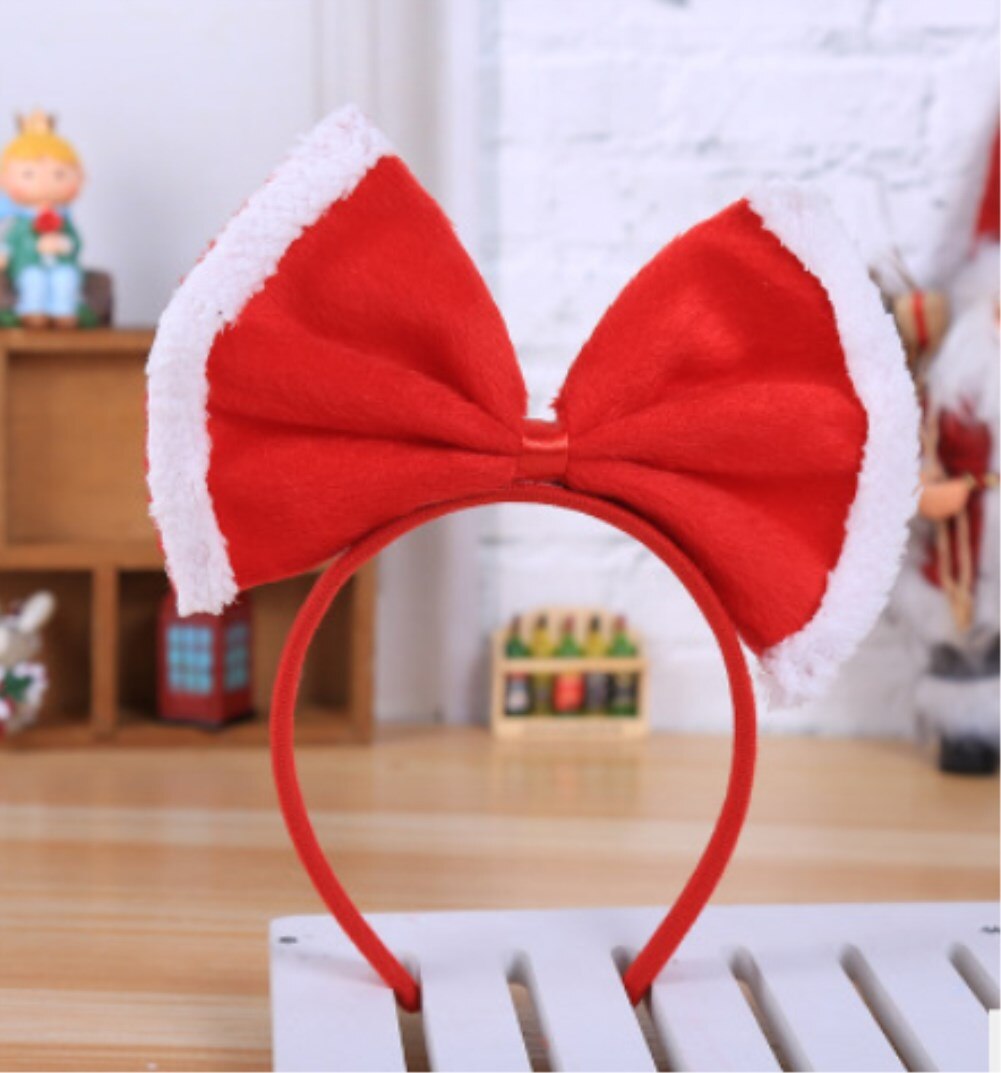 Weihnachten Stirnband Santa Weihnachten freundlicher Erwachsene Hütte Phantasie Kleid Hütte groß Bowknot Doppel Kopf Band Zubehör: C