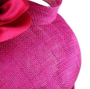 Sinamay bröllopshuvudbonader för kvinnor dam fascinator hatt hårklämma underbara dam fest middag huvudbonad fjädrar hatt: Magenta