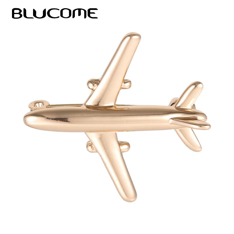 Blucome Plane Shape Brooch Badge Good Metal Aircraft Sweater Corsage Women Men Brooches Lapel Decoration