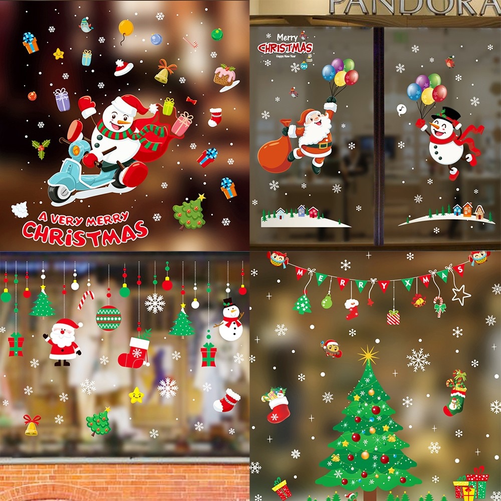 1 st Kerst Verwijderbare Muursticker Versiering Muur Glazen Raam Decoratie 70X50 cm PVC cartoon mooie thuis diy muursticker