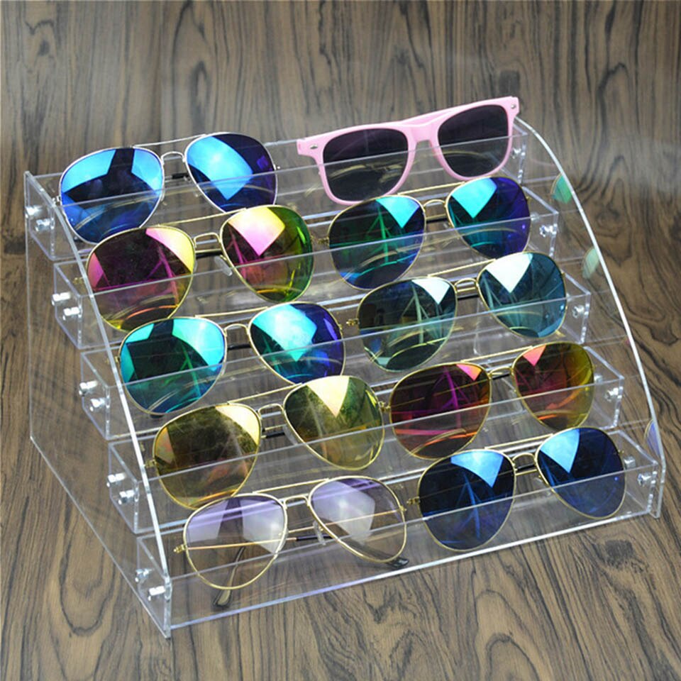 Akryl briller display stativ gennemsigtigt materiale kosmetiske smykker arrangør solbriller display nærsynethed beslag øje rekvisitter displa: 5 lag arrangør
