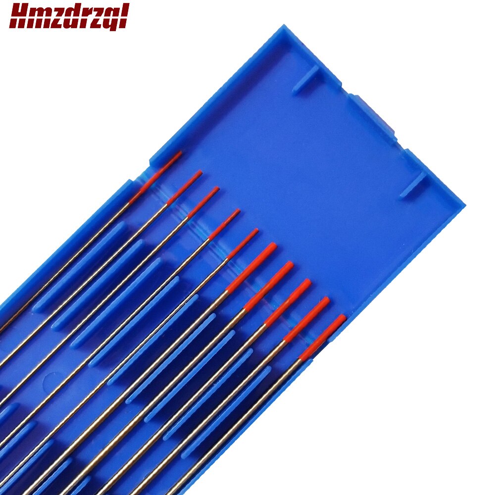 Electrodo de tungsteno toriado, cabeza de tungsteno, aguja de Color rojo, 10 unidades, WT20 1,0/1,6/2,0/2,4/3,0/3,2/4,0/150mm x 1/16mm