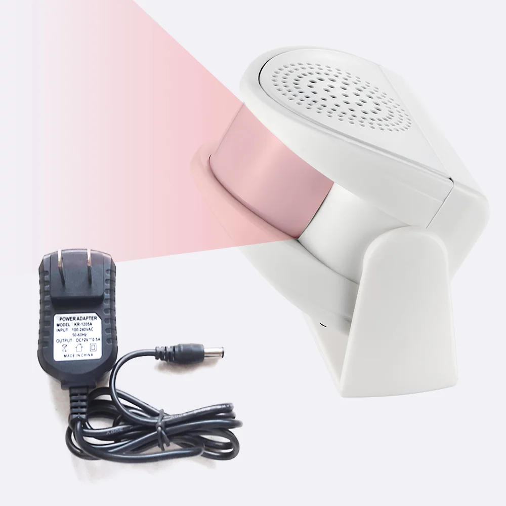 Alarma de bienvenida inalámbrica, timbre de puerta, Sensor de movimiento PIR para entrada de tienda, protección de seguridad, timbre con fuente de alimentación: Verde