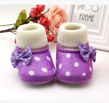 Ma & bebê 0-18m bebê recém-nascido infantil meninas botas de neve quente malha dot arco do bebê meninas sapatos de bebê outono inverno