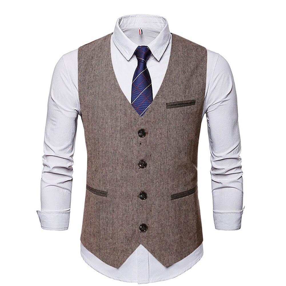 Hombres de traje chaleco Boutique de los hombres Vintage botones de chaleco de traje Slim para padrinos de boda de chaleco de algodón para padrinos de boda: XL