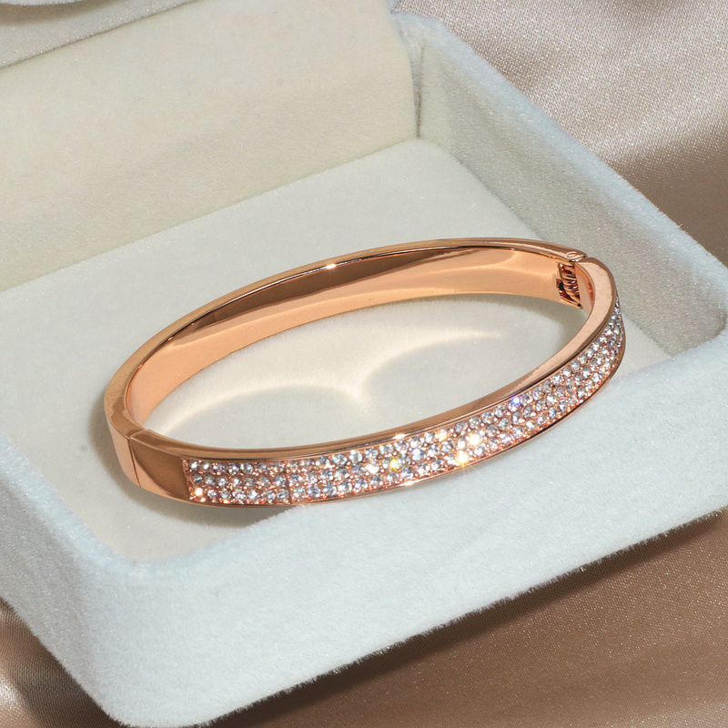 Elegante Klassieke Crystal Manchet Armbanden Armbanden Voor Vrouwen Goud Kleur Simple Femal Opening Bangles Bruiloft Sieraden Accessoires