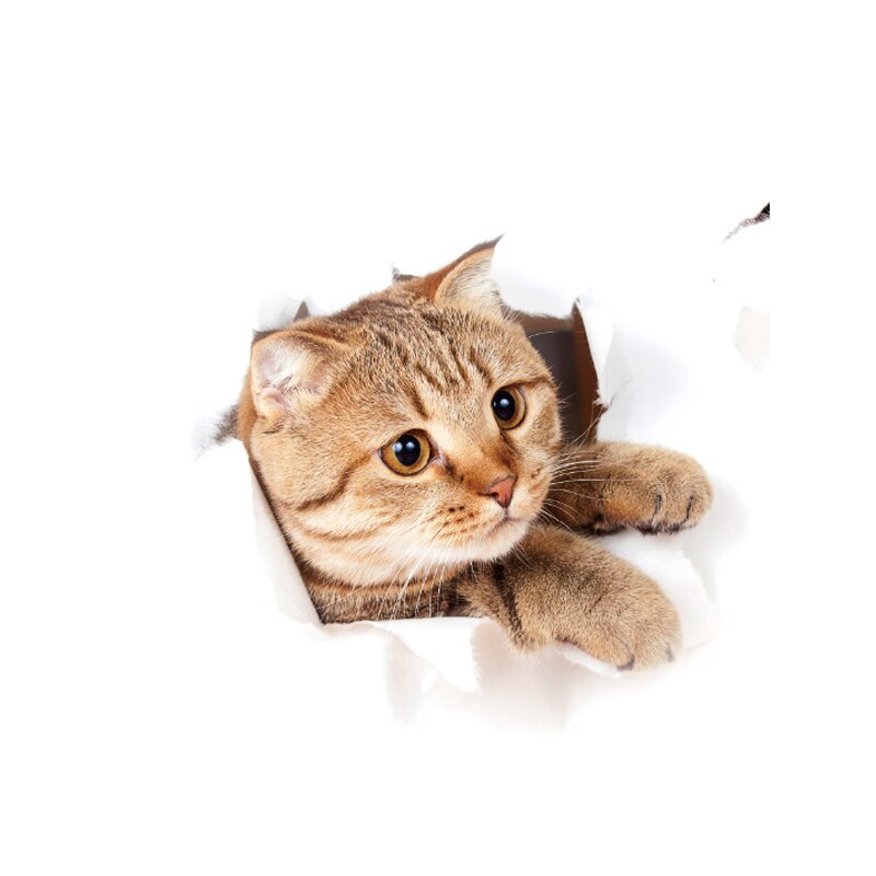 Pegatinas de vinilo 3D para el baño de gatos, vinilo impermeable con de Gato Azul encantador para la pared del baño: 08