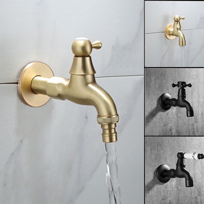 Retro Wall Mounted Single Cold Washing Machine Hand Faucet Quick Opening and Water Nozzle for Bathroom Gardening Mop Pool Tap