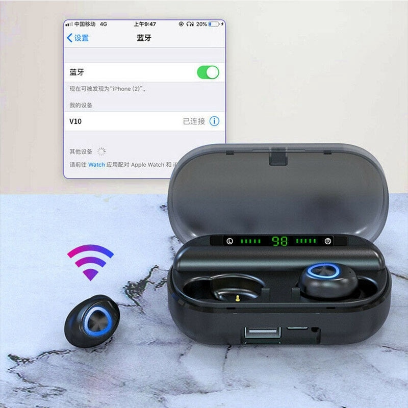 1 Pair Bluetooth 5.0 Headset Wireless Earphones Mini Earbuds Cordless Headset Headphones Handsfree For iphone Android