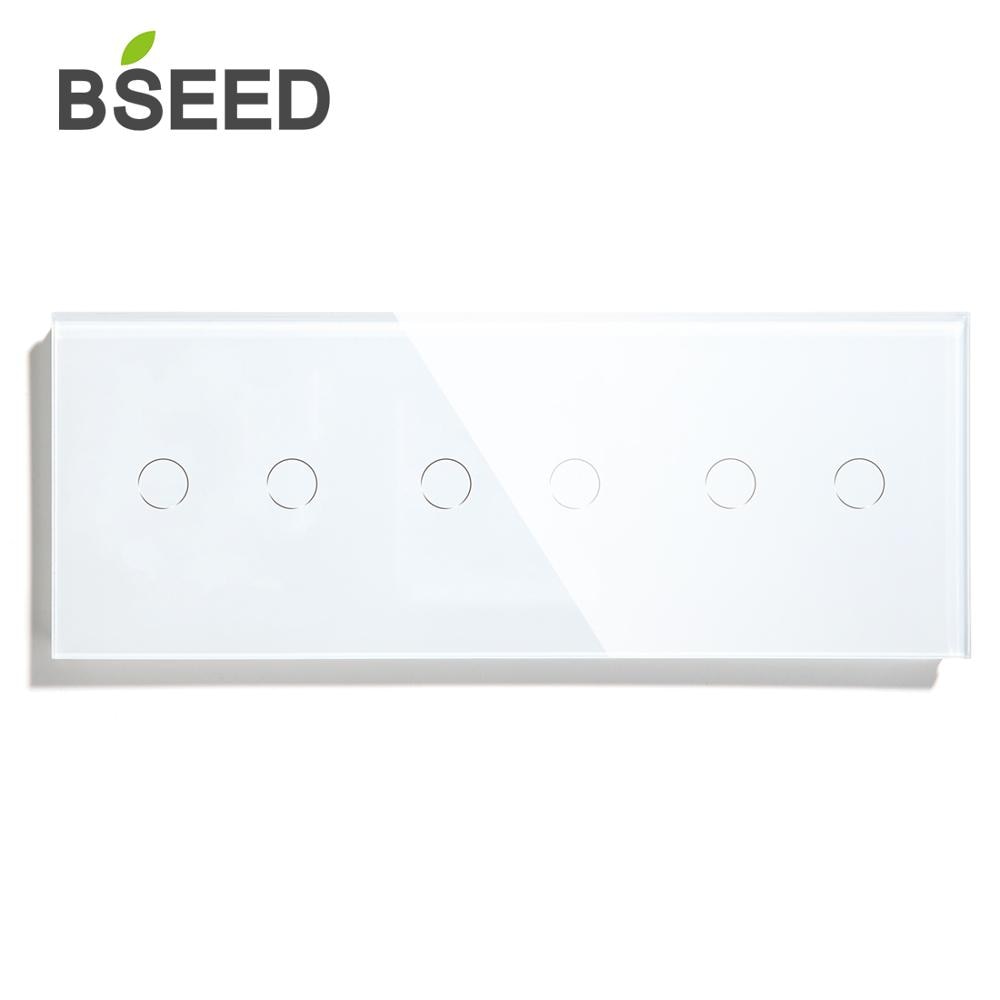 Bseed 6 Gang Touch Dimmer 228mm Light Dimmer Switch Crystal Class Panel Switch White Black