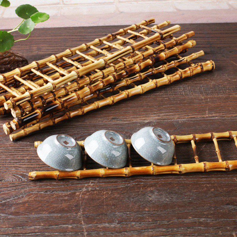 Plateau à thé japonais, cérémonie du thé en bambou, étape par étape, échelle en forme de thé, plateau de séchage de tasse de Table à thé