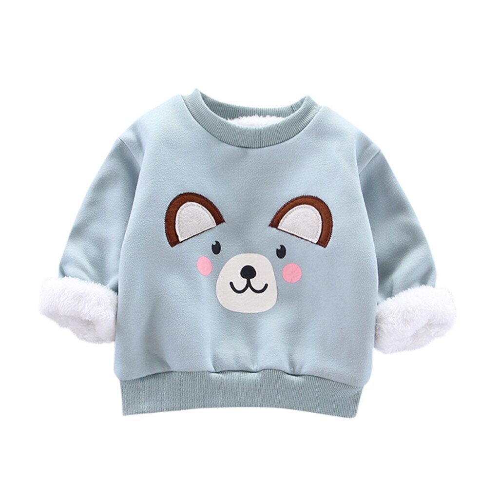 Kids Peuter Baby Jongens Meisjes Warme Dikke Fleece Cartoon Sweatshirt Trui Tops Warme Kleding Winter kinderen Jas Trui: Green 2 / 18m