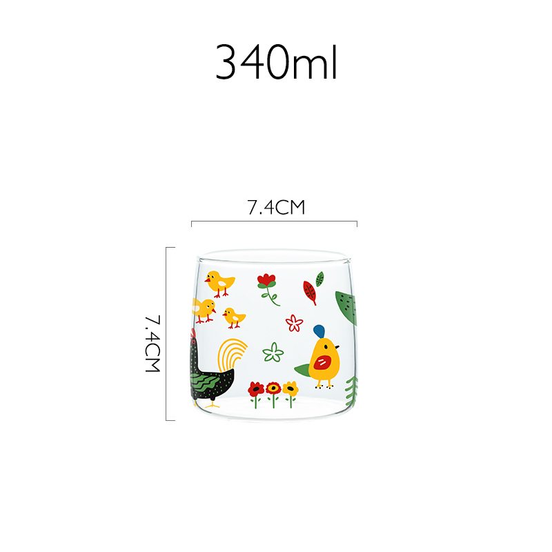 Braziliaanse Stijl Schildpad Kip Afdrukken Theewaar Glazen Theepot Voor Kachel Hittebestendige Temperatuur Explosieveilige Thee Zetgroep: CHICK CUP 340ml