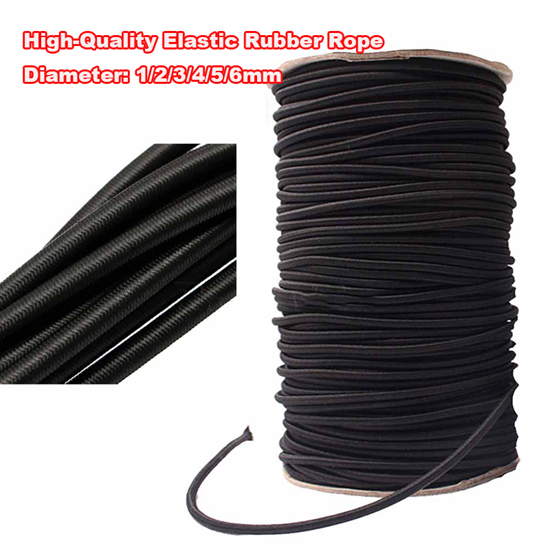 Cuerda elástica fuerte de 1/2/3/4/5/6MM, cuerda de goma elástica de blanca y negra, artesanía de costura para accesorios de costura DIY