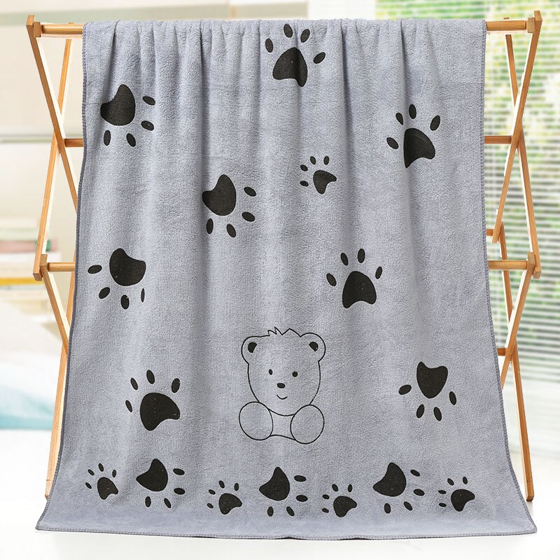 140X70CM Pet Bath Towel Oversized Microfiber Towel Strong Absorbing Water Dog Towels Golden Retriever Teddy General Pet Supplies: 3-Gray