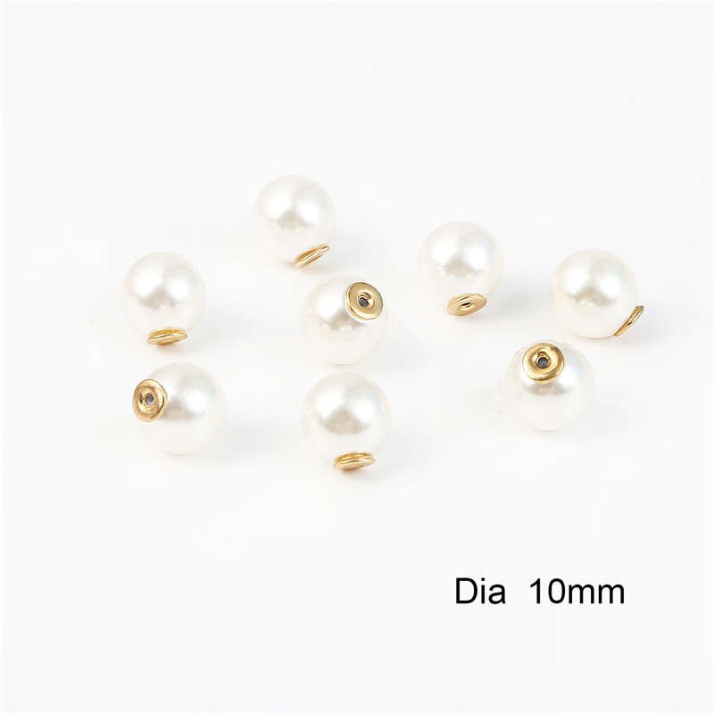 10 Uds. Blanco marfil ABS perlas encanto perno prisionero pendientes Back Stoppers oído Post tuercas enchufar para fabricación de joyería DIY base de aretes: Ivory 10mm Hole1mm