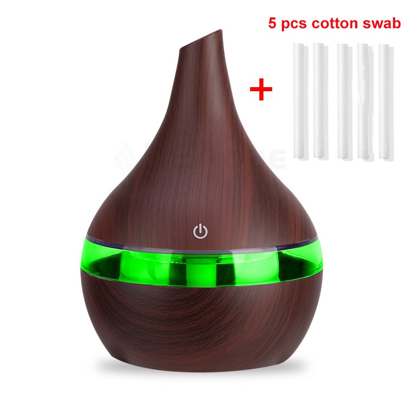 USB Electric Aroma Air Diffuser Wood 300ml Ultrasonic Air Humidifier Essential Oil Aromatherapy Cool Mist Maker Air Purifier: Light Grey