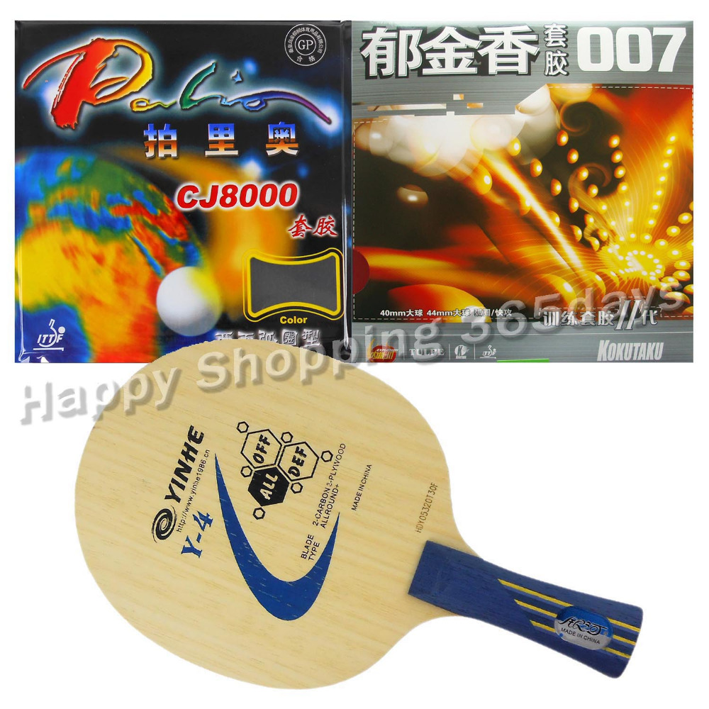 Original Pro Table Tennis Combo Racket Galaxy Yinhe Y-4 with Palio CJ8000 2-Side Loop and Kokutaku 007-II Long Shakehand FL