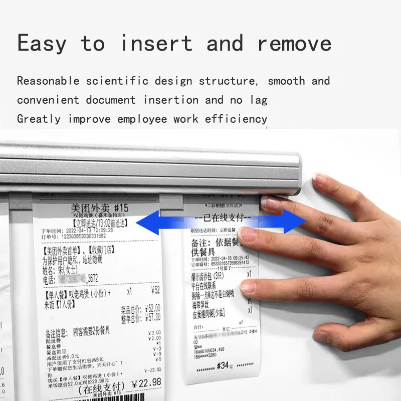 30-50cm Aluminum Alloy Take-out List Receipt Clip Wall-mounted Kitchen Organizer Menu Ticket Holder Invoice Restaurant Clip