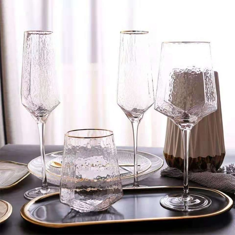 glass vinglass hjemme hamret beger rødvinsglass diamant champagne glass vinglass