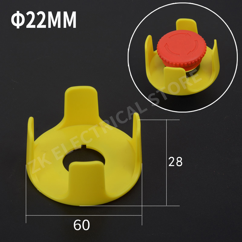 Push button switch protective cover protective cover anti-missing elevator emergency stop 16/22mm accessory round warning ring: Silver