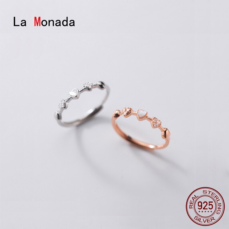La Monada 50-57mm Heart Silver Ring 925 Korean Adjustable Rings For Women Silver 925 Sterling Jewelry Stylish Rings For Girls