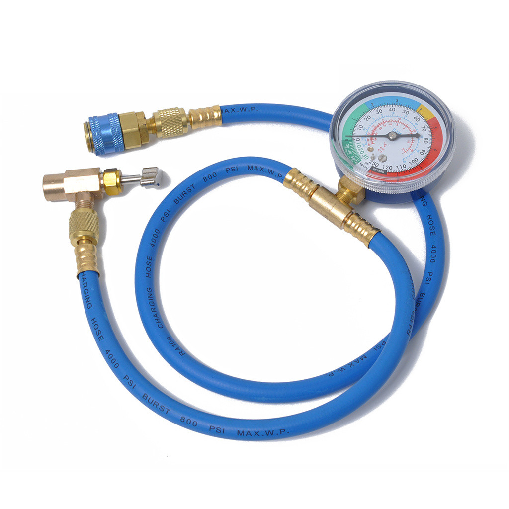 Car AC Air Conditioning R134A Refrigerant Recharge Hose w/ Pressure Gauge Measuring Kit Copper Auto Car Accessories: Default Title