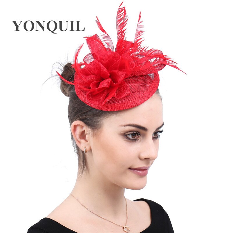 Kvinder fascinator hovedbeklædning hat bryllup fest hårnål fjer blomster lejlighed hår fjer tilbehør chapeau til damer brude