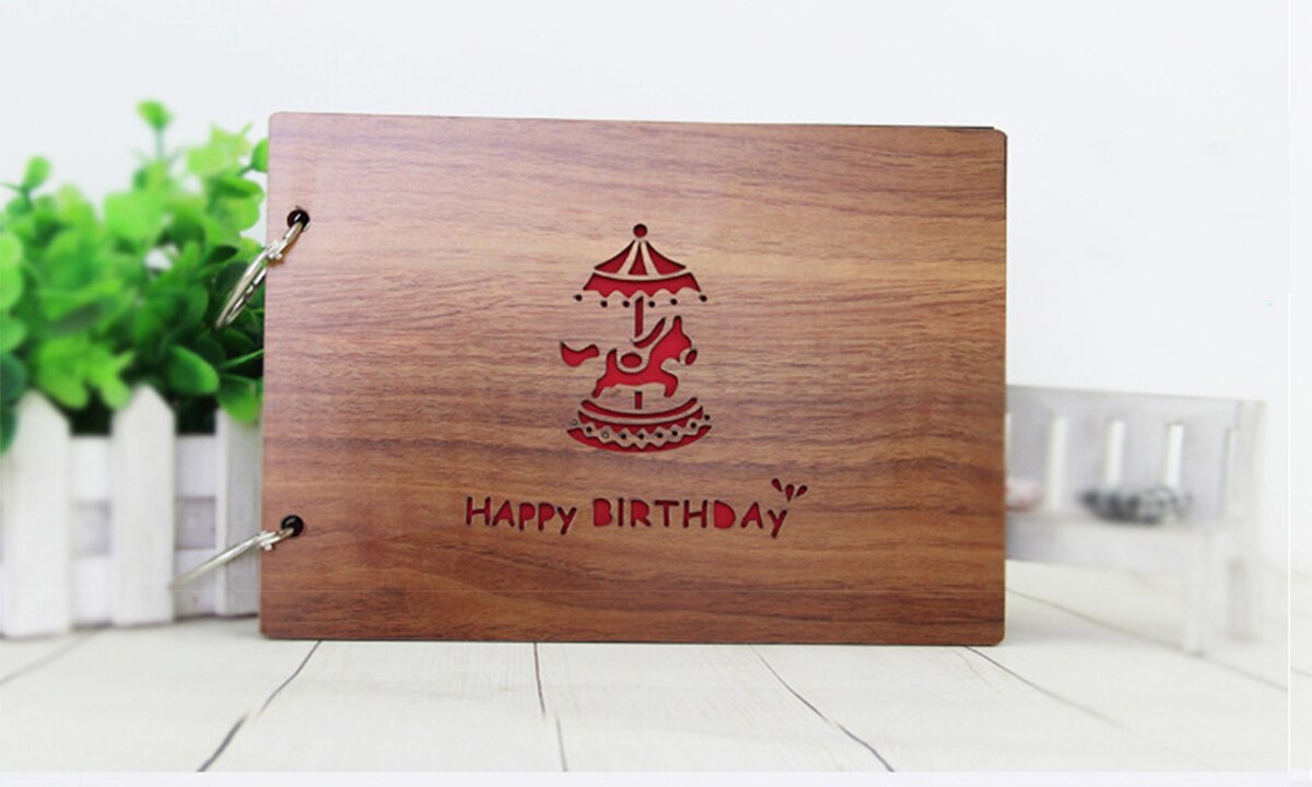 Black Cardboard Wood Handmade Loose-leaf Scrapbook Albums 8 Inch Commemorative Baby Photo Album Wedding Photo Album: 09