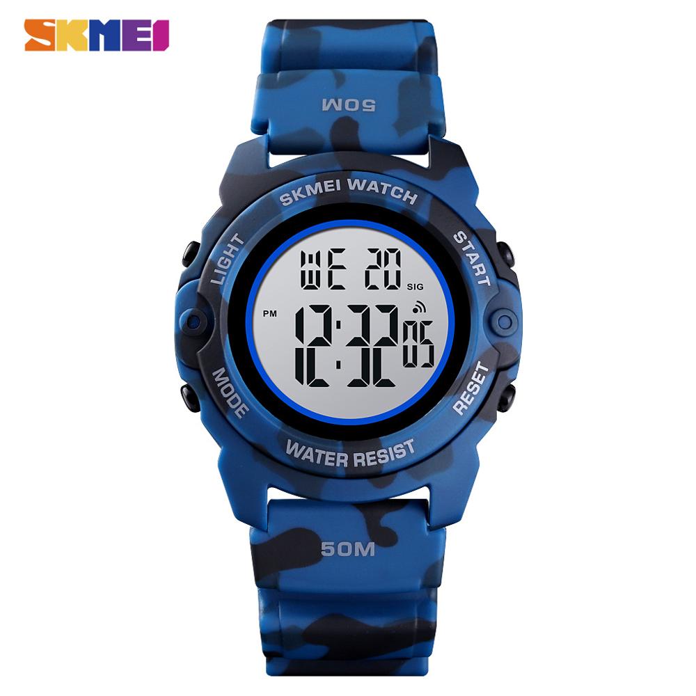 SKMEI Digitale Jungen freundlicher Uhren Zeit Chrono freundlicher Uhr Wasserdicht Camo Sport Stunde Uhr Junge Teenager Armbanduhren: Darkblue camo