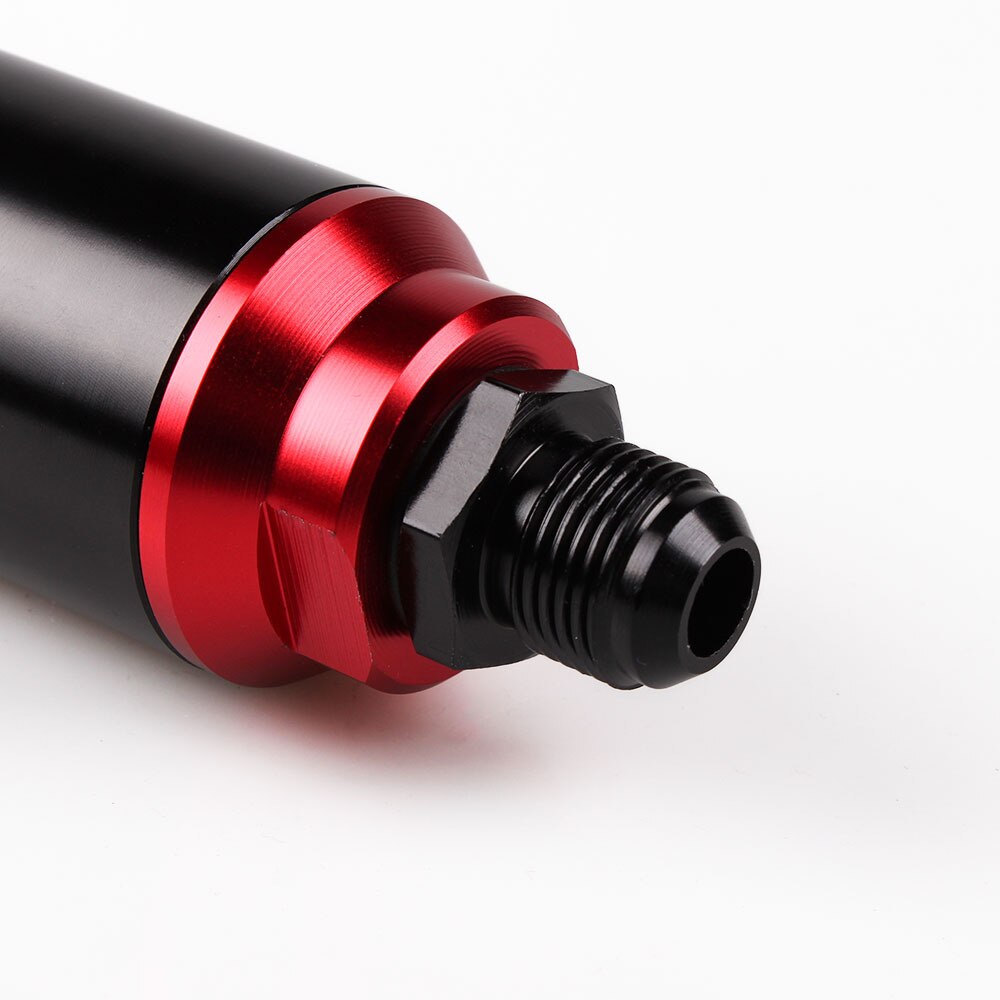 40Micron Universal Car Racing In-Line Fuel Filter System With AN6AN8 AN10 Fitting Adapter Black