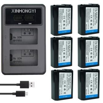2000mAh NP-FW50 NP FW50 Batterij + LED USB Dual Charger voor Sony Alpha a6500 a6300 a7 7R a7R a7R II a7II NEX-3 NEX-3N NEX-5: 6P-FW50BatteryAndCh