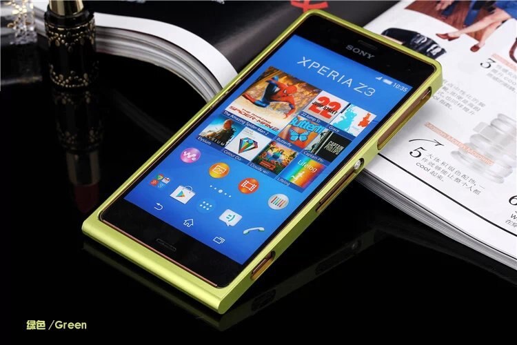 Funda protectora de aluminio Ultra fina de lujo Z3 para Sony Xperia Z3 D6653 D6633: Verde
