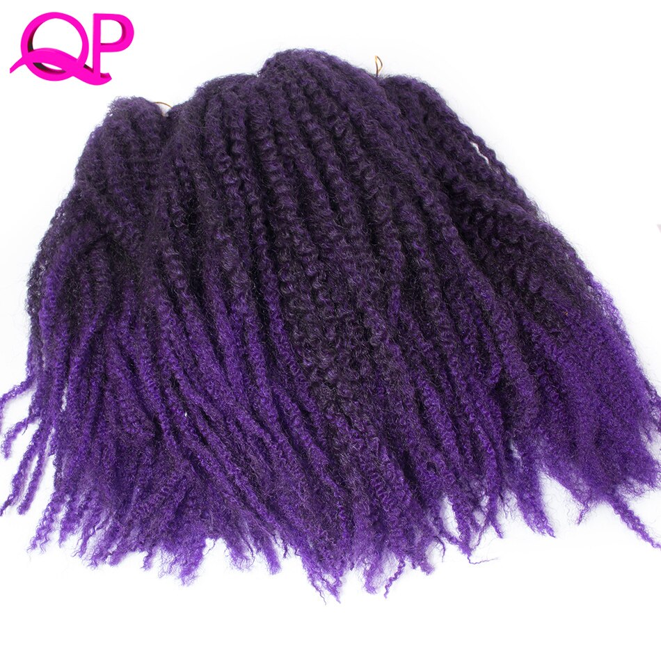 Qp hiukset 20 juuria virkatut hiukset 18 '' ombre himmeä väri afro kinky kihara punotus hiukset synteettiset pidennykset marley punokset