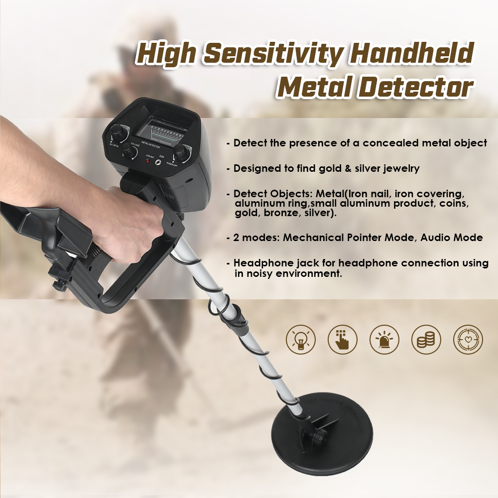 KKmoon-Detector de Metales MD4030, buscador de tesoros de oro subterráneo, con auriculares, GTX5030