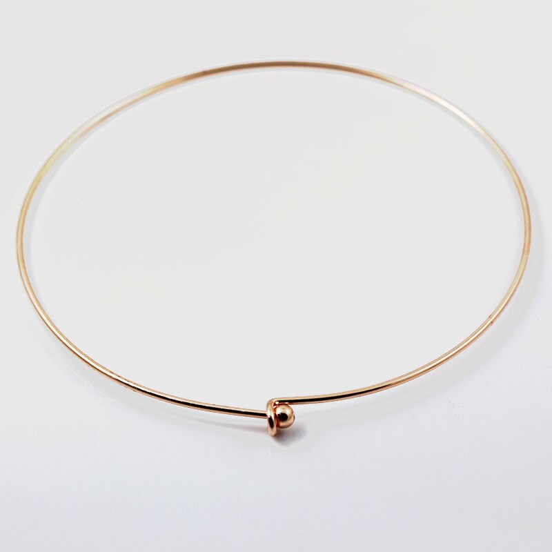 Beadsnice dames sieraden messing ketting binnendiameter 122mm buitendiameter 125mm 2mm dikke kraal 6mm nikkelvrij loodveilig  id8821: Roségoud